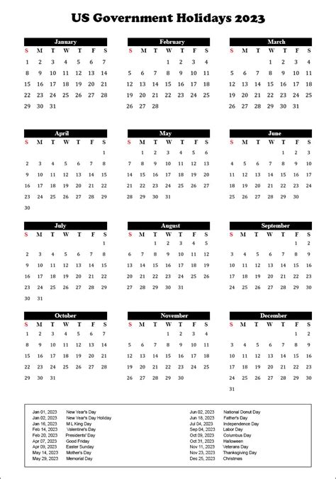 2023 Calendar With Government Holidays Archives The Holidays Calendar