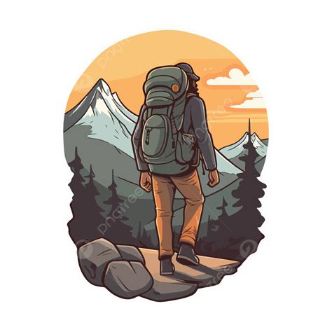 Outdoor Adventure Vector Adventure Man Hiking Logo Camping Png And