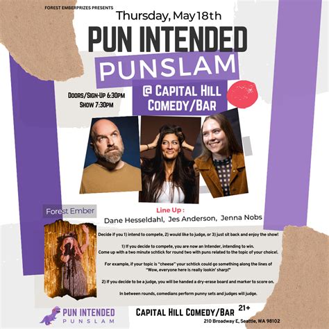 pun intended punslam at comedy bar in seattle wa thursday may 18 everout seattle