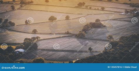Panoramic View Of Autumnal Countryside Fields Stock Photo Image Of