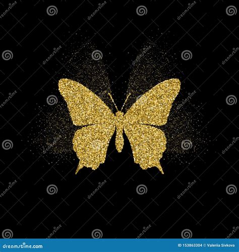 Butterfly Golden Glitter Icon With Glitter Glow Beautiful Summer