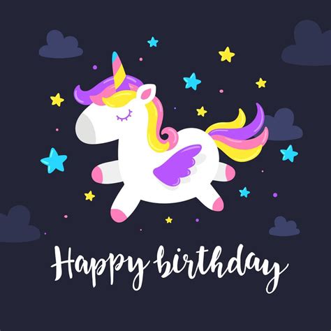 Unicorn Birthday Greeting Card 546430 Vector Art At Vecteezy