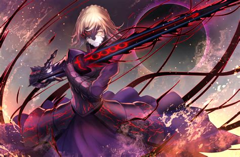 Обои на рабочий стол Saber Alter Dark Saber Сэйбер Альтер из