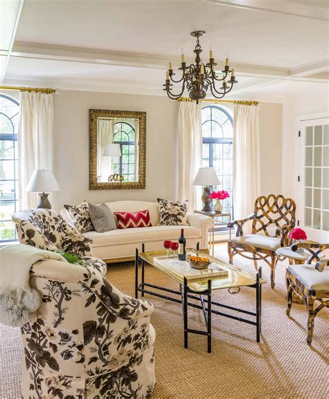 Traditional Living Room Neutral Colors With A Pop Of Hot Pink