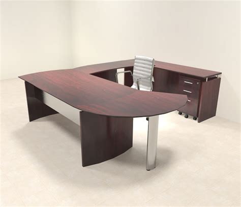 5pc Modern Contemporary U Shaped Executive Office Desk Set Mt Med U11