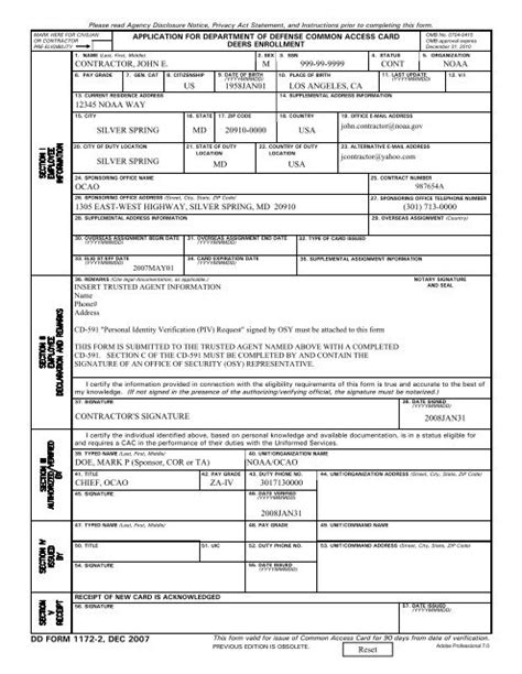 Dd Form 1172 2 Application For Department Of Defense Common