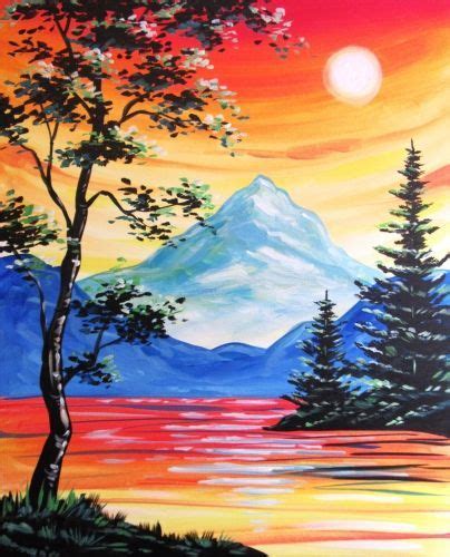 Sunset Mountain Sunset Beginner Easy Paintings Magictaroandnotonly
