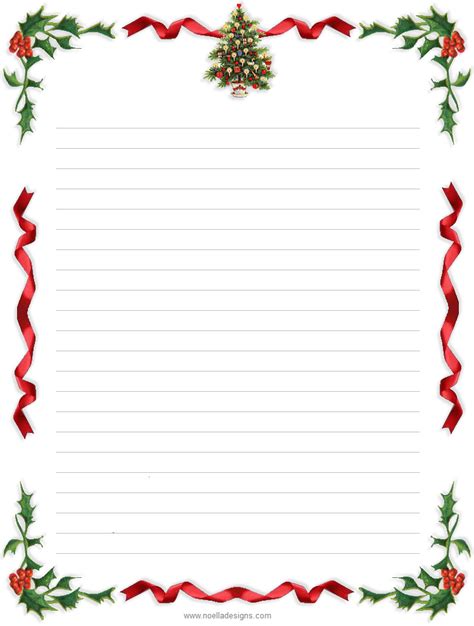 Lined Stationery 4 Christmas Stationery Free Printable Stationery