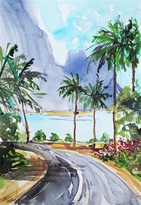 Hawaii Painting Beaches Watercolor Painting Original Framed Etsy