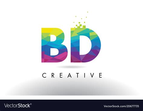 bd b d colorful letter origami triangles design vector image