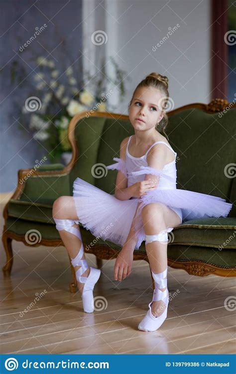 Little Girl Ballerina In White Tutu Stock Photo Image Of Ballerina