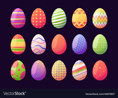 Colorful Easter Eggs Cartoon Flat Traditional Vector Image