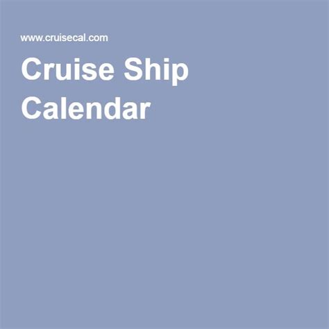 Cruise Ship Calendar Cruise Ship Cruise Cruise Port