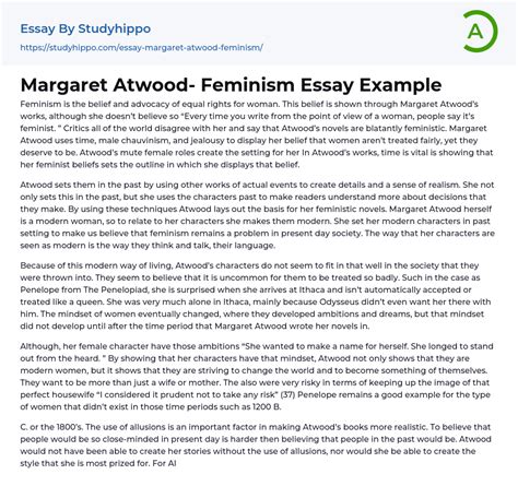 Margaret Atwood Feminism Essay Example Studyhippo Com