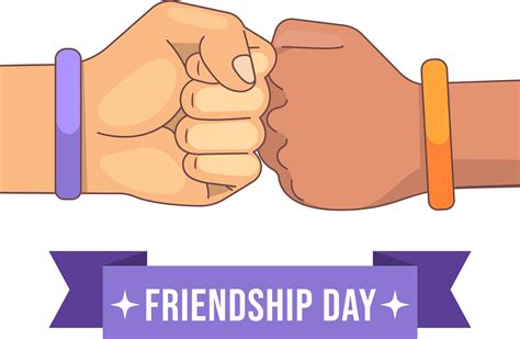 Two Hands Holding Each Other With The Words Friends Day On It And Purple Ribbon Around Them