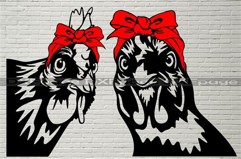 Chicken With Bandana Svg Rooster Silhouette Dxf Peeking Svg Etsy