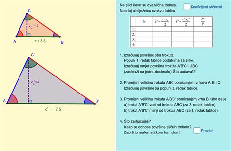 Omjer Površina Sličnih Trokuta Istraživanje Geogebra