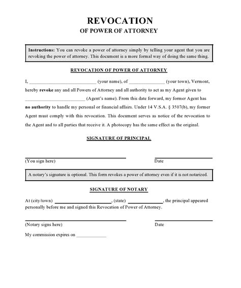 Printable Revocation Of Power Of Attorney