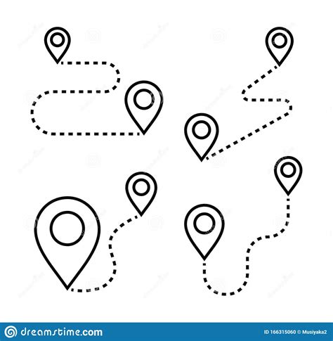 Route With Markers Icons Thin Line Location And Navigation Icons