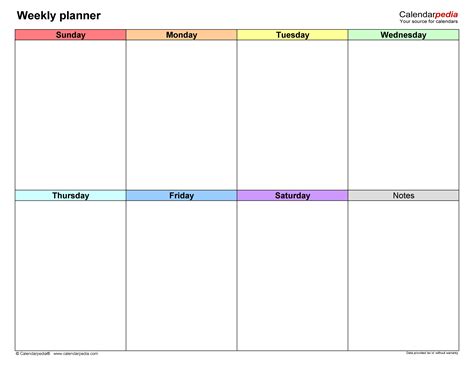 Calendars And Planners Paper Paper And Party Supplies Free Weekly Planner