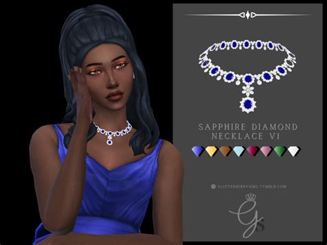 Glitterberrysims Custom Content — Sapphire Diamond Necklace Version 1