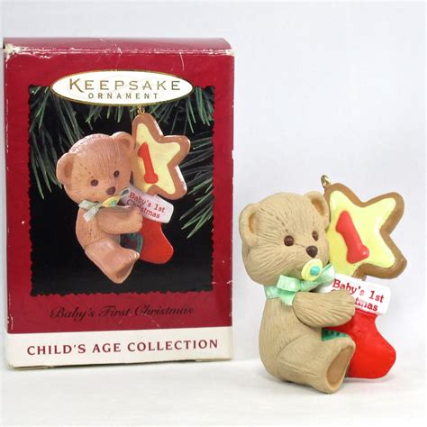 1996 Hallmark Babys First Christmas Ornament My 1st Teddy Etsy
