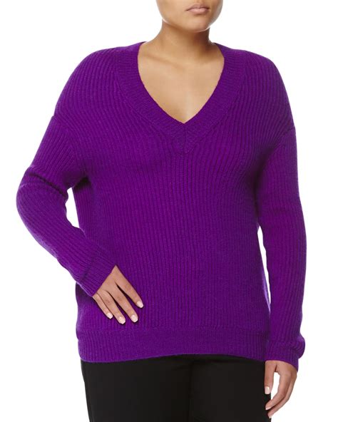 Stella Mccartney Cashmere Blend V Neck Sweater In Purple Lyst