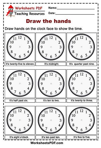 Telling Time Free Printables Worksheets Pdf