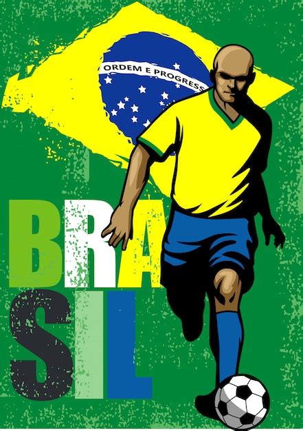 Joueur De Football Brésilien Vecteur Premium