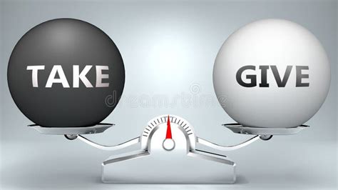 Give And Take In Balance Pictured As Balanced Balls On Scale That