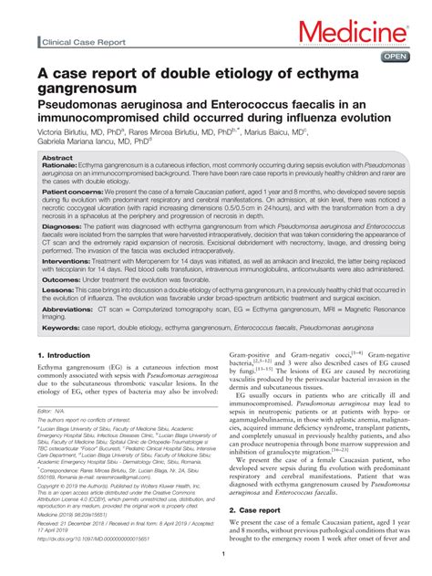 Pdf A Case Report Of Double Etiology Of Ecthyma Gangrenosum