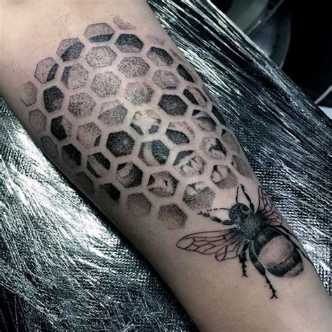 Honeycomb Skull Mens Bee Forearm Tattoo With Dotwork Deisgn Next Luxury