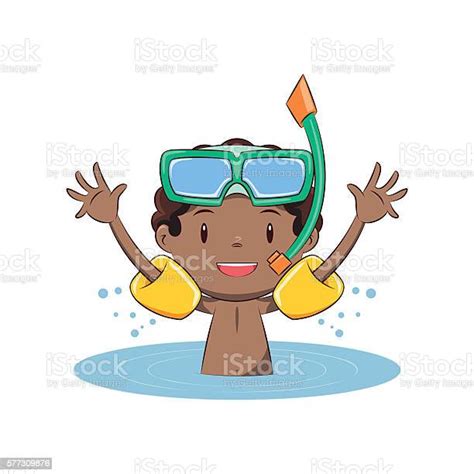 Boy Swim Inflatable Armbands Stock Illustration Download Image Now
