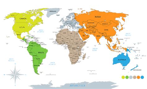 World Map Of 7 Continents And 5 Oceans Map Of World