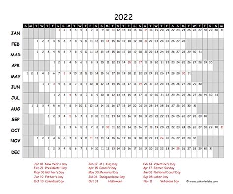 2022 Excel Calendar Project Timeline Free Printable Templates