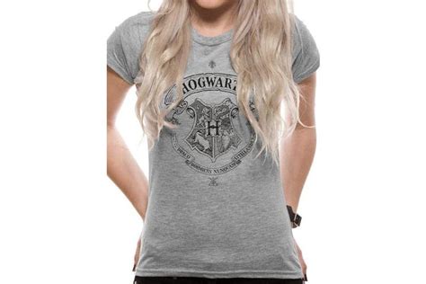 Harry Potter Womensladies Hogwarts Fitted T Shirt Grey Xl