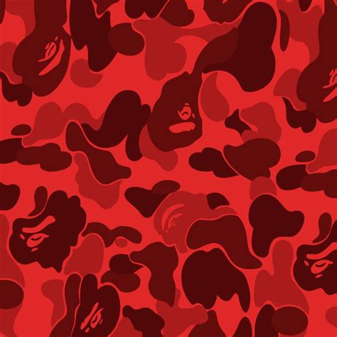 Bathing Ape Bape Red Camouflage Pattern Crew