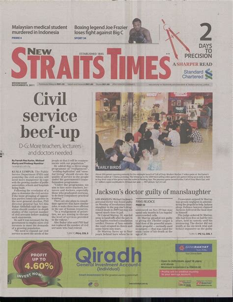Authoritative source for malaysia latest news on politics, business, sports, world and entertainment. New Straits Times | Newspaper