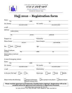 Fillable Online Hajj Registration Form Name First Middle Tel Fax