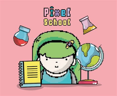 Premium Vector Pixel School Art Cartoons Vector Illustration Graphic
