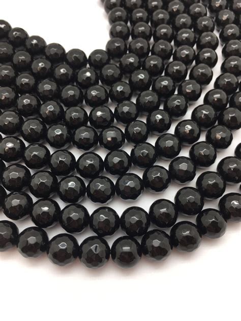 Black Onyx Faceted Cut Natural Gemstone 6mm 8mm 10mm 12mm Etsy