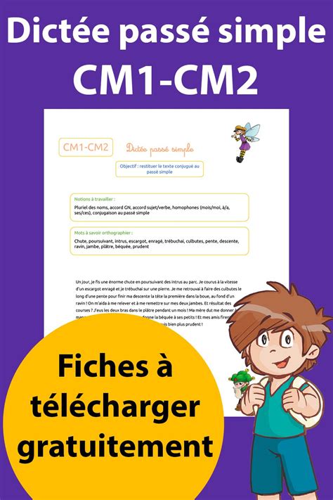 Leçon, exercices et évaluation à imprimer de la catégorie conjugaison : Dictée Passé Simple CM1 - CM2 à imprimer en ligne en 2020 | Dictée cm1, Cm1 cm2, Dictée cm2