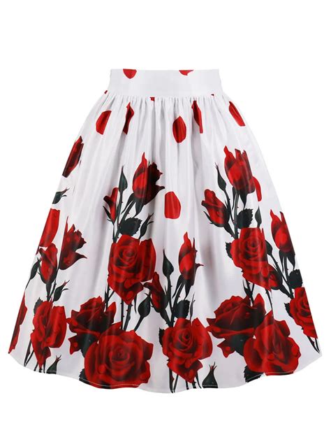 Sisjuly Elegant Spring Floral Print Skirts Vintage Summer High Waist