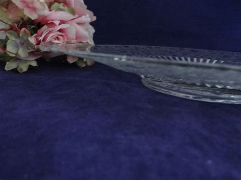 vintage bird and vine etched glass handled plate platter large… second wind vintage