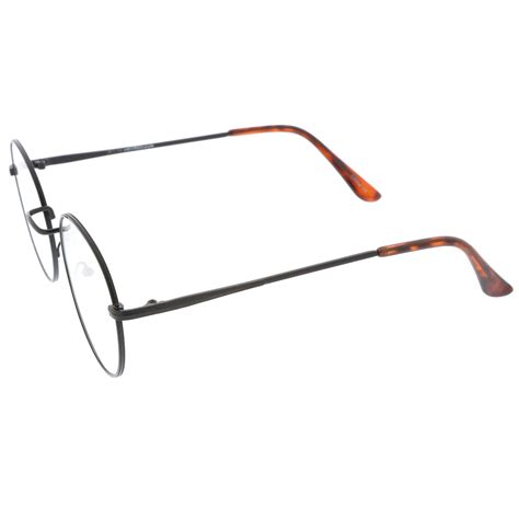 classic slim metal frame clear flat lens round eyeglasses 52mm