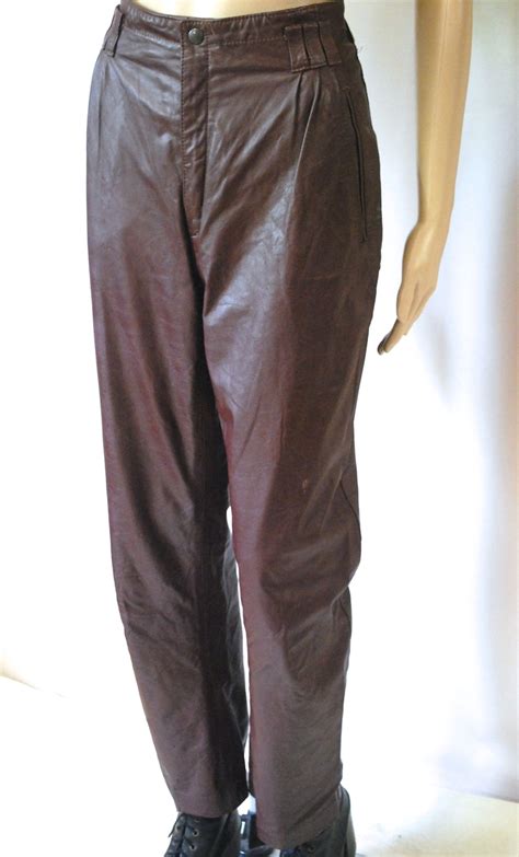 70s Dark Brown Leather Pants Vintage High Waist Jim Morrison Etsy