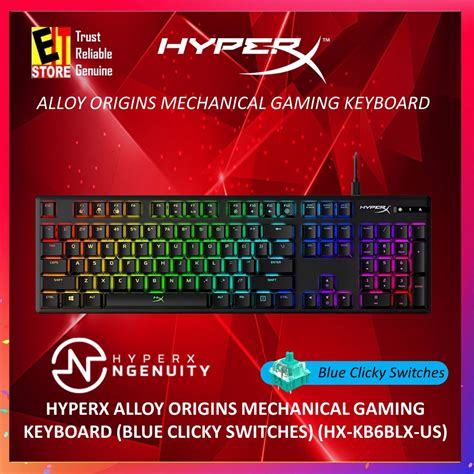 Kingston Hyperx Alloy Origins Mechanical Gaming Keyboard Blue Clicky