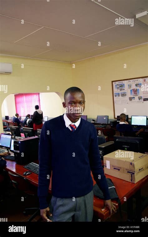 School Boy In Computer Classroom St Marks School Mbabane Hhohho