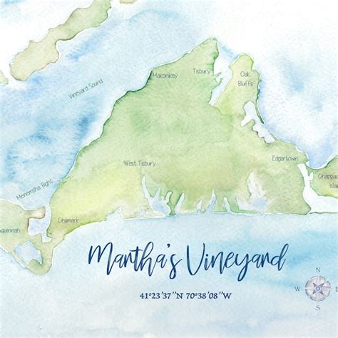 Map Of Martha S Vineyard Etsy