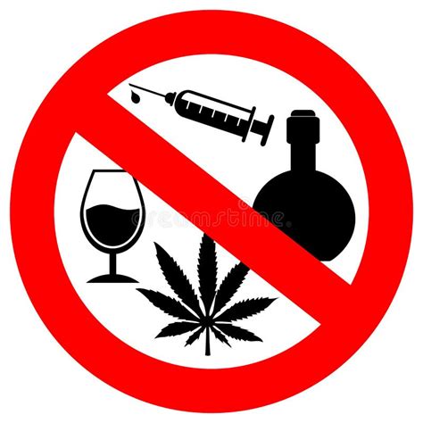 Aucune Drogues Aucun Signes D Interdiction D Alcool Vecteur